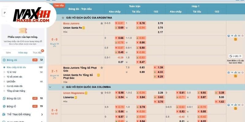 Trải nghiệm sảnh thể thao Max88 đầy thú vị
